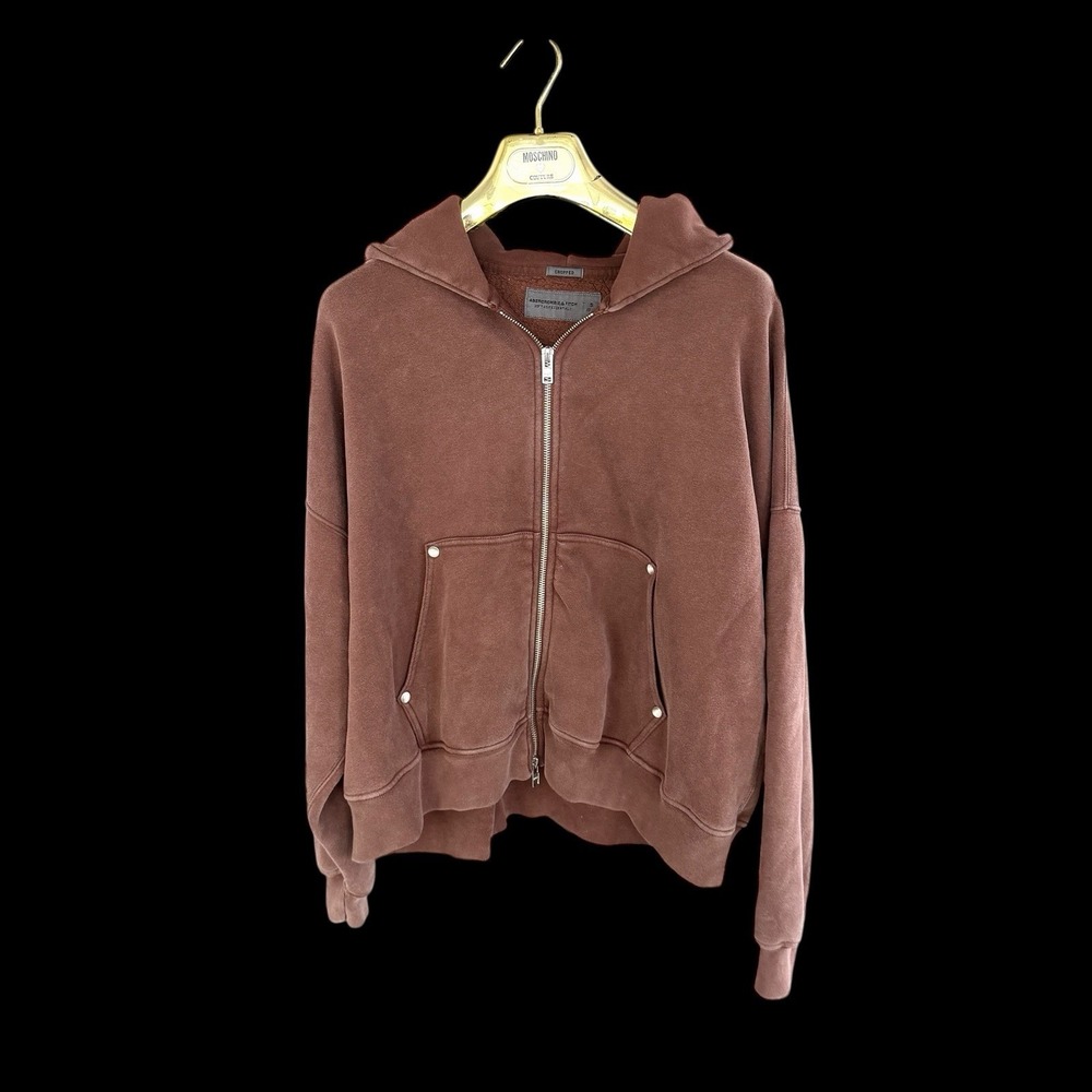 Women's Abercrombie Cropped Western Hoodie Zip Up Sz Small Brown